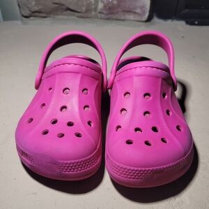 Size 10 / 11  Crocs Classic Slip On Faux Fur Pink Kids Clogs